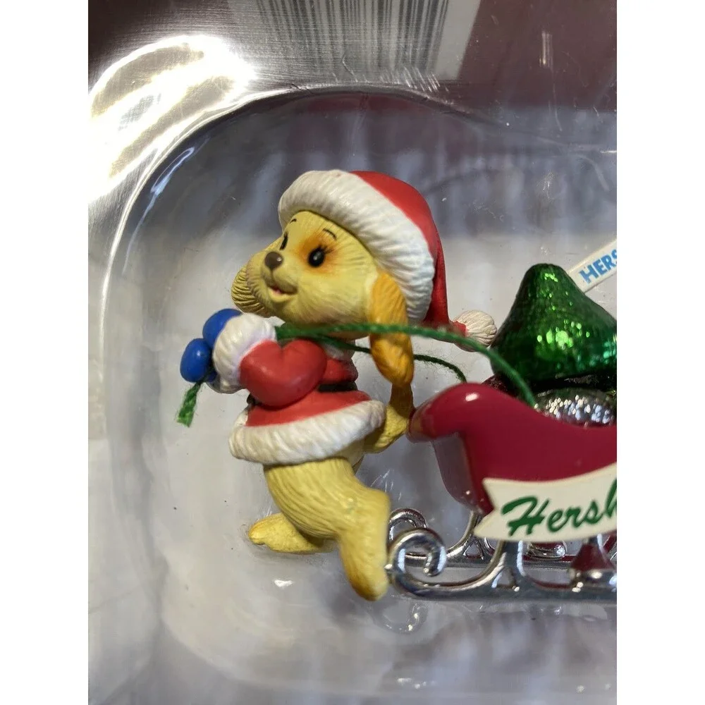 1995 Christmas Ornament “Hershey's Kiss Express” Sleigh Dog Vtg As Is